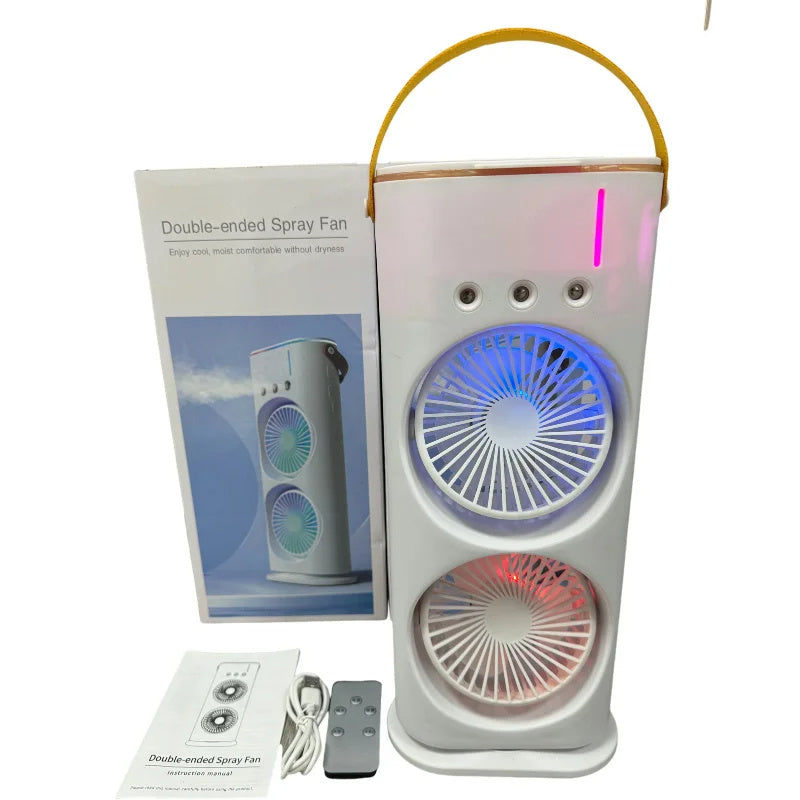 Dual Head Portable Desktop Fan With Night Light