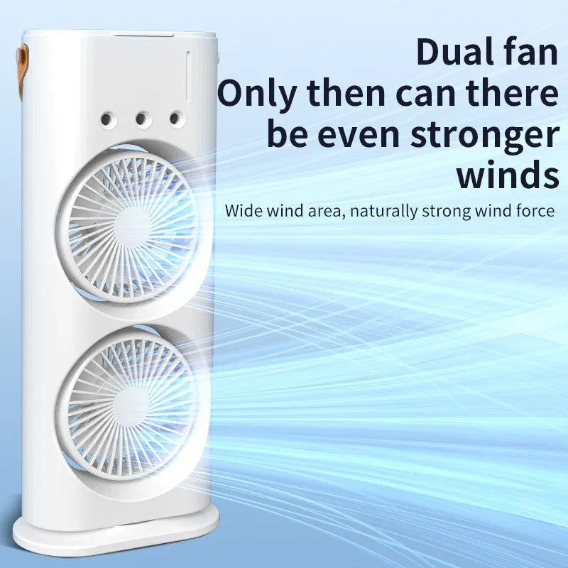 Dual Head Portable Desktop Fan With Night Light